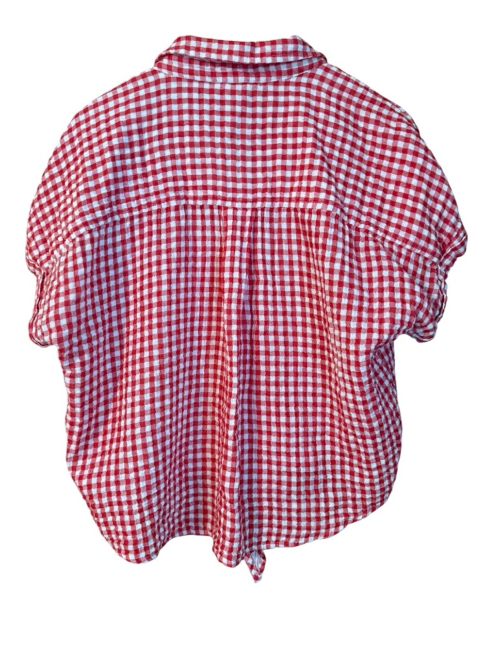 beachlunchlounge Cotton Cropped Tie Red and White Gingham Top Shirt Summer - Picture 5 of 10